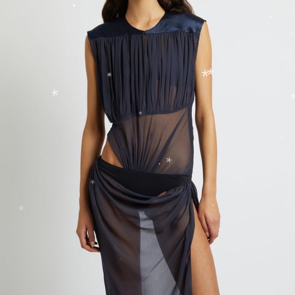 Christopher Esber Silk Drape Dress in Ink - Picture 2 of 7